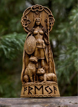 Load image into Gallery viewer, Freya Goddess Viking God Wood Carved
