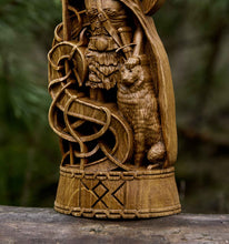 Load image into Gallery viewer, Loki Viking God Wood Carved Statue
