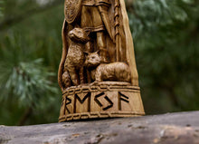 Load image into Gallery viewer, Freya Goddess Viking God Wood Carved
