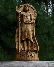 Load image into Gallery viewer, Mani Viking God Wood Carved Statue
