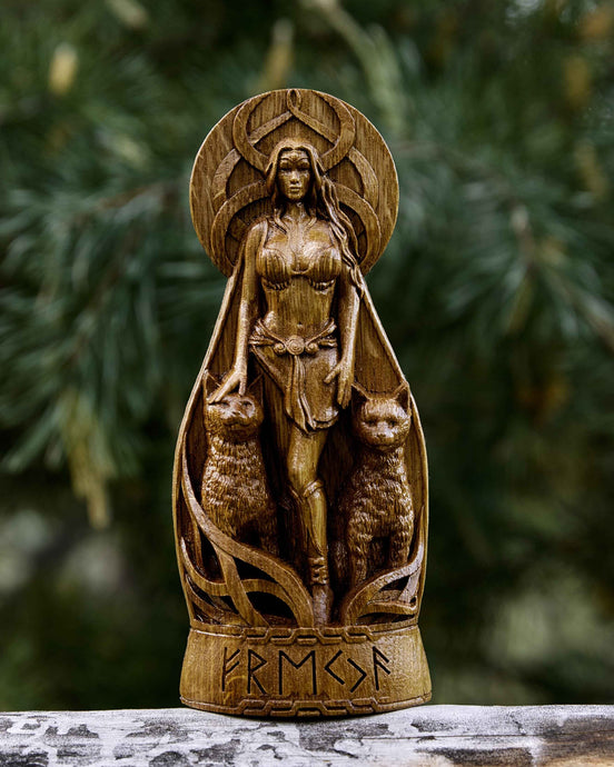 Freya Goddess Viking Wood Carved