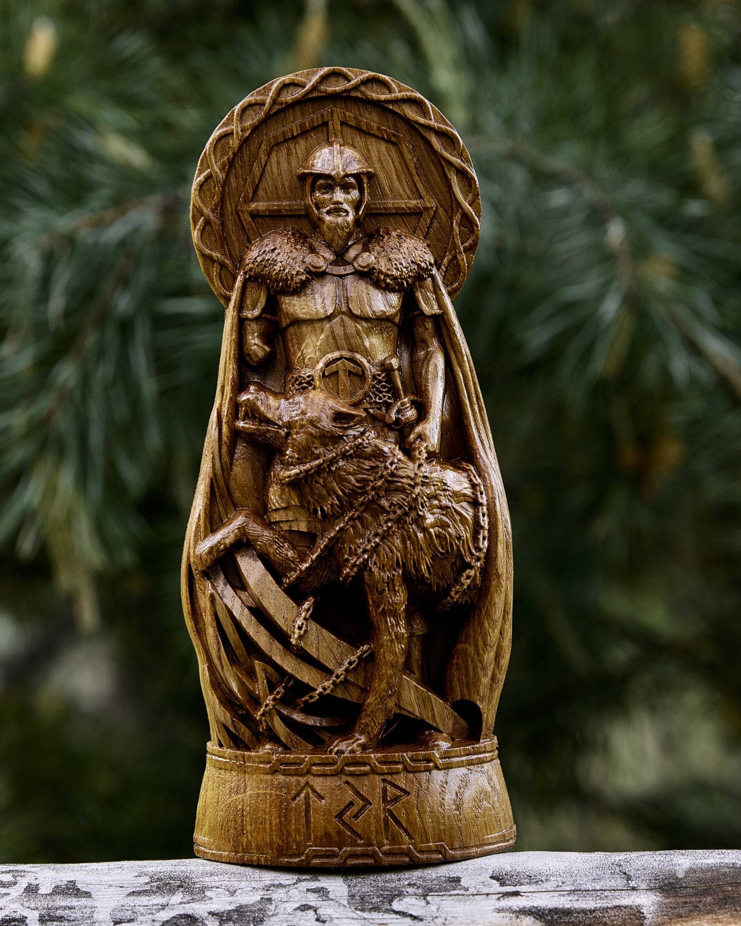 Tyr God Viking Wood Carved Statue