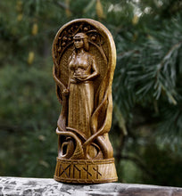 Load image into Gallery viewer, Idunna, God viking, God wood carved Iduna statue, God Altar sculpture Ichunn
