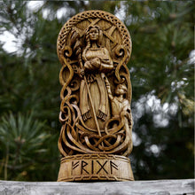 Load image into Gallery viewer, Frigga Goddess Viking Wood Carved Statue
