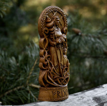 Load image into Gallery viewer, Frigga Goddess Viking Wood Carved Statue
