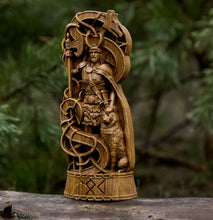 Load image into Gallery viewer, Loki Viking God Wood Carved Statue
