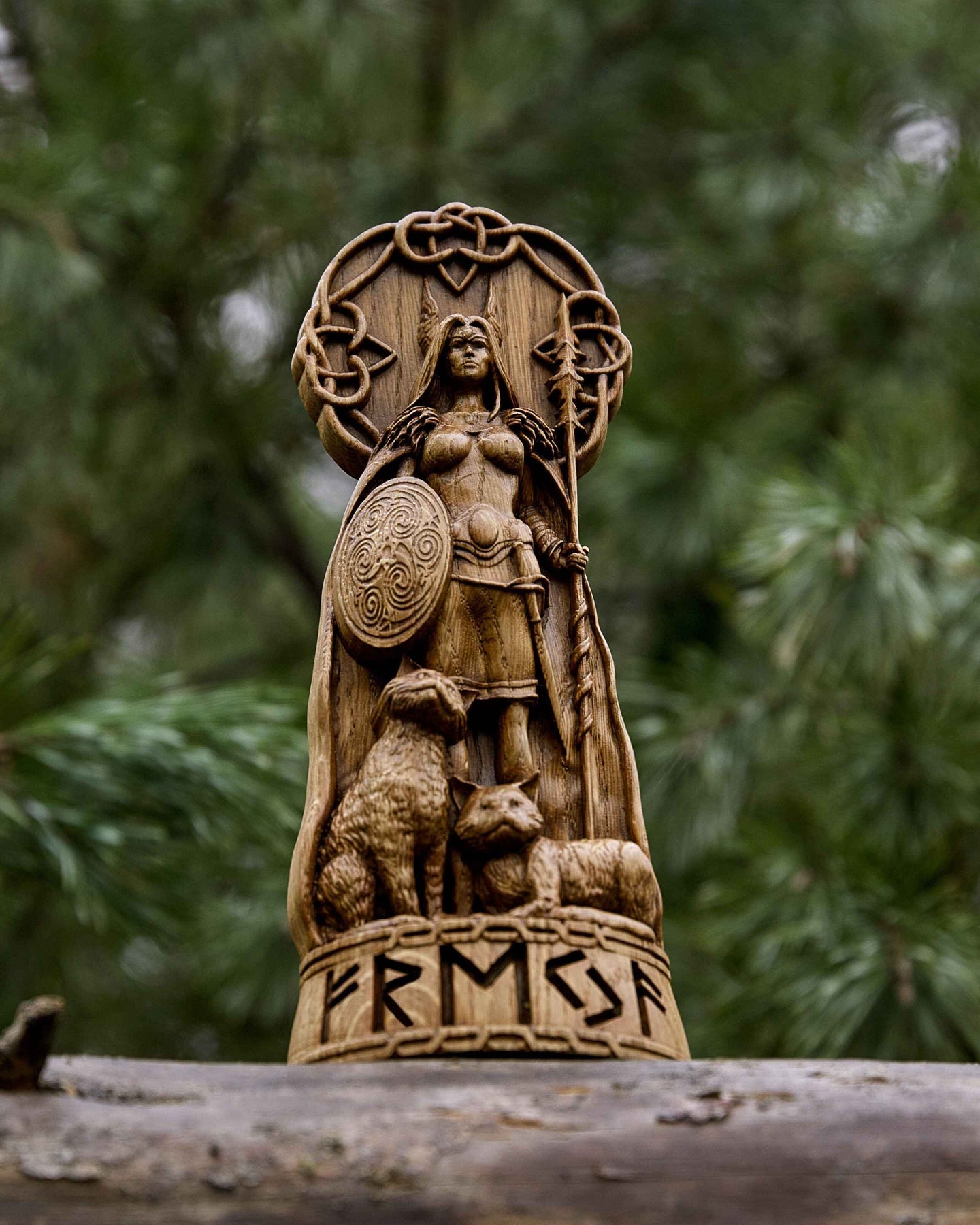 Freya Goddess Viking God Wood Carved