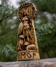 Load image into Gallery viewer, Freya Goddess Viking God Wood Carved
