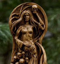 Load image into Gallery viewer, Hel Goddess Viking God Wood Carved Statue light
