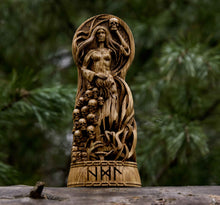 Load image into Gallery viewer, Hel Goddess Viking God Wood Carved Statue light
