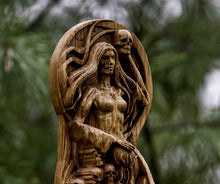 Load image into Gallery viewer, Hel Goddess Viking God Wood Carved Statue light
