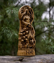 Load image into Gallery viewer, Hel Goddess Viking God Wood Carved Statue light
