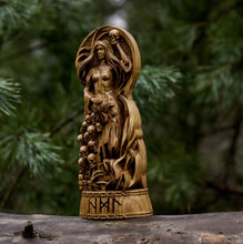 Load image into Gallery viewer, Hel Goddess Viking God Wood Carved Statue light
