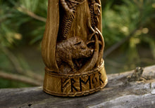 Load image into Gallery viewer, Freyr God Viking God Wood Carved Statue
