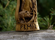 Load image into Gallery viewer, Freyr God Viking God Wood Carved Statue
