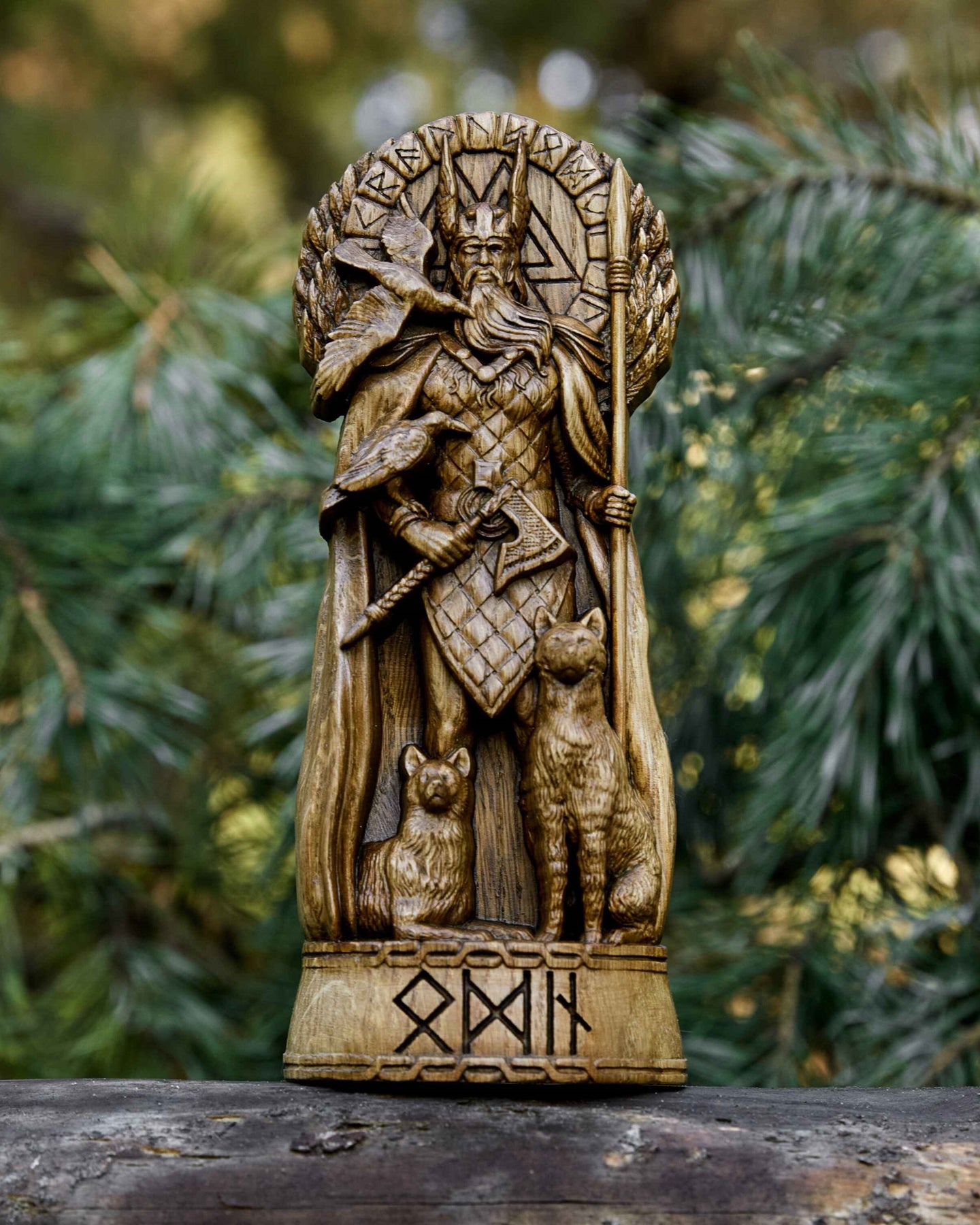 Odin Allfather Viking God Wood Carved Statue