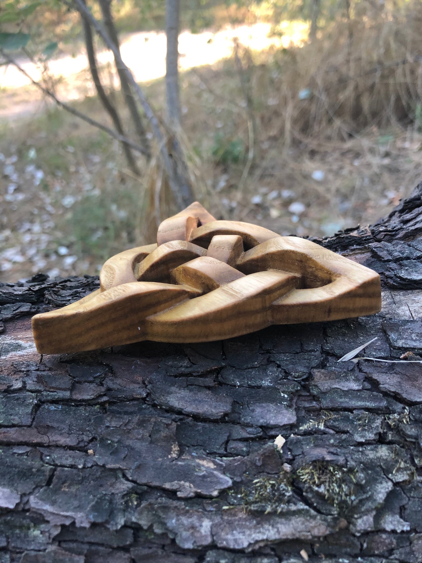 Wood carved Triquetra, Hand carved, Triquetra decor