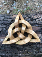 Load image into Gallery viewer, Wood carved Triquetra, Hand carved, Triquetra decor
