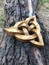 Load image into Gallery viewer, Wood carved Triquetra, Hand carved, Triquetra decor
