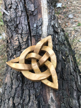 Load image into Gallery viewer, Wood carved Triquetra, Hand carved, Triquetra decor
