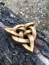 Load image into Gallery viewer, Wood carved Triquetra, Hand carved, Triquetra decor
