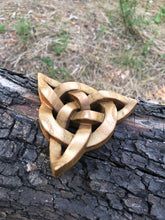 Load image into Gallery viewer, Wood carved Triquetra, Hand carved, Triquetra decor
